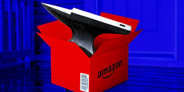 An Amazon package with a heavy anvil inside.