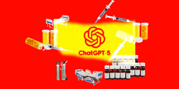 Medical equipment and the ChatGPT symbol.