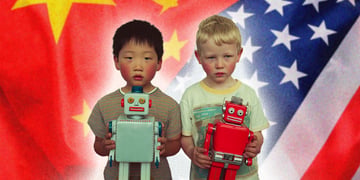 children-holding-robots-china-usa