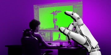 Man sitting in from of computer screem