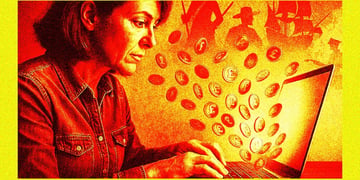 an innocent lady falling victim to an online scam