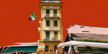 Hotel in Italy with an Italian flag