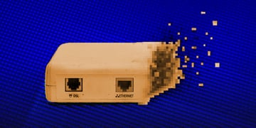 A pixelated internet modem, retro style.