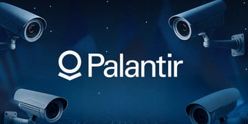 palantir white logo, 4 grey surveillance cameras,