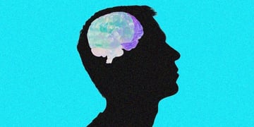 black mans head, profile, baby blue background,
