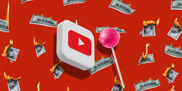 youtube logo lollipop burning money