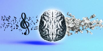 ai robot brain music notes dollar bills