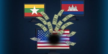 USA flag myanmar flag cambodia flag monitors money flow