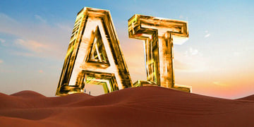 The letters "AI" atop a desert plain.