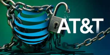 AT&T logo with chains and data brech