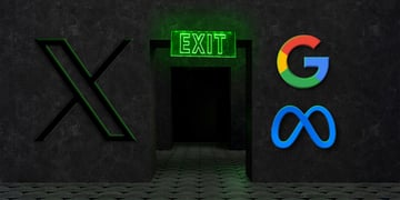 exit door google meta x logo