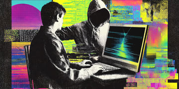 Hacker stealing data from a computer
