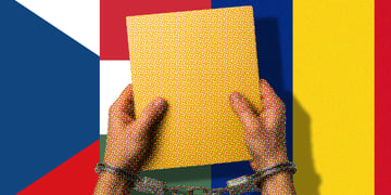 hand in cuffs folder Czechia flag Hungary Roamania flags