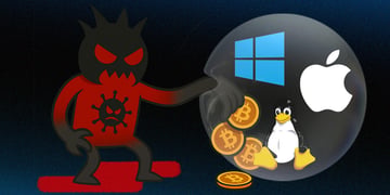 linux logo windows apple bitcoin malware shield bubble