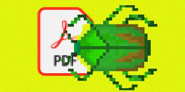 pdf icon pixelated bug malware