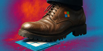 windows 10 logo microsoft logo big shoe stomping