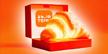 Temu fails; a croissant in front of the Chinese e-commerce giant's logo