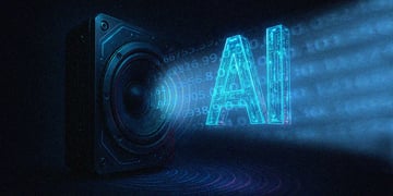 A-speaker-blasting-robotic-notes-and-AI-letters