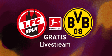 Dortmund vs. Köln, Team Logos, Livestream Bundesliga, bunter Hintergrund