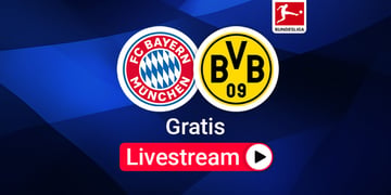 Team Logos, FC Bayern gegen Dortmund Bundesliga Livestream, blauer Hintergrund