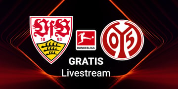 Stuttgart vs. Mainz Team Logos, roter Hintergrund