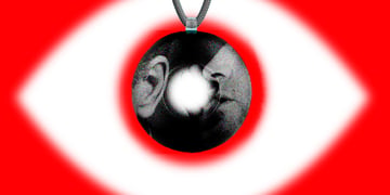 A spooky looking whisper, contained within the powers of an AI wearable necklace.