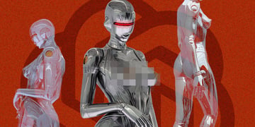 Sex robots on a red background