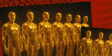 line of golden 10 golden men n black background