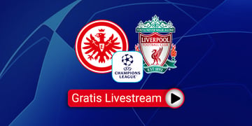 Eintracht Frankfurt vs. Liverpool, Team Logos, blue background, Champions League