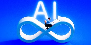 An office worker using AI for work