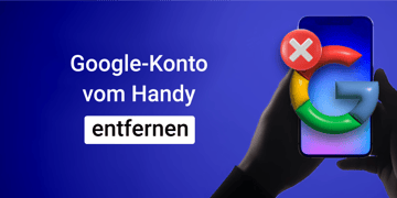 Handy mit Google Symbolen, blauer Hintergund