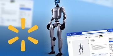 Chinese-made Unitree G1 humanoid robot and Walmart logo
