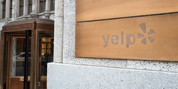 Yelp logo on a building