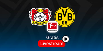 Bayer 04 vs. BVB, Team Logos, Bundesliga Stream, Lila Hintergund
