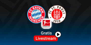 FCB vs. St. Pauli, Team Logos, Bundesliga Stream, Lila Hintergund