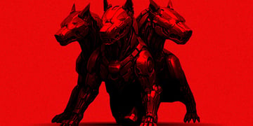A three headed dog called cerberus, but mechanical.