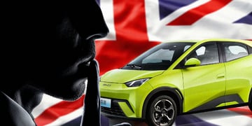 A profile of a man and an electric car
