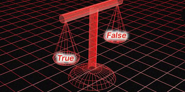 Scales weighing words "true" and "false"