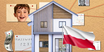 white house, kid, polish flag, ID card, password note
