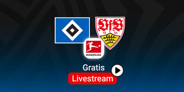 HSV vs. Stuttgart, Team Logos, Bundesliga Stream, Lila Hintergund