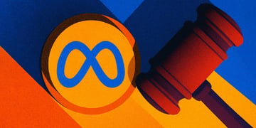 Meta logo with gavel