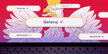 A Polish eagle with a crown on a laptop, with the phrase "Generuj."