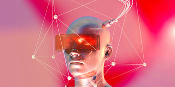 A robot on a pink background