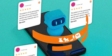 A robot writing customer reviews