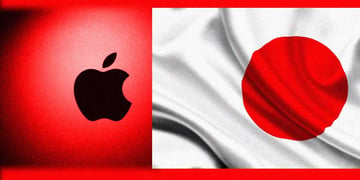 Apple logo next to a Japan flag
