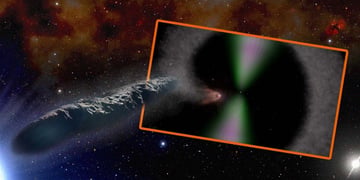 A comet hurtling into a black hole in space.
