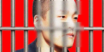do kwon behind bars, red background