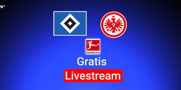 Hamburg gegen Frankfurt, Team Logos, Bundesliga Logo, blauer Hintergrund