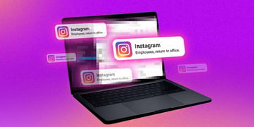 A laptop with many Instagram notifications saying "Employees, return to office"