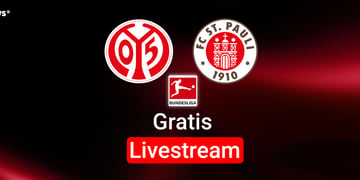 Main vs. St. Pauli, Team Logos, Bundesliga Logo, blauer Hintergrund